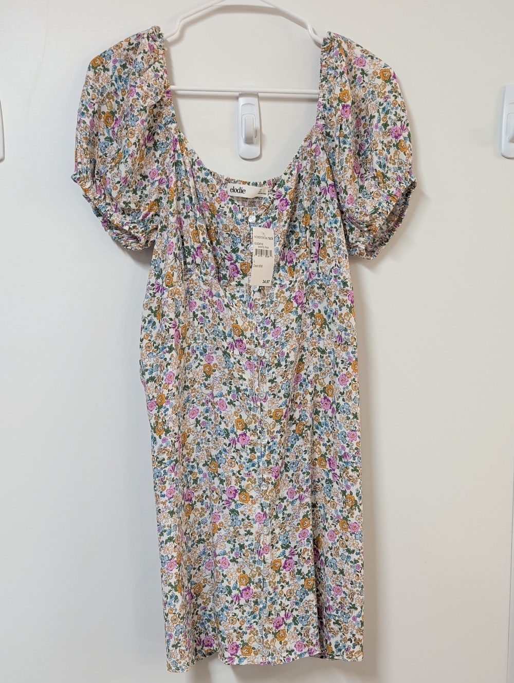 Elodie White Floral Mini Dress Size Large